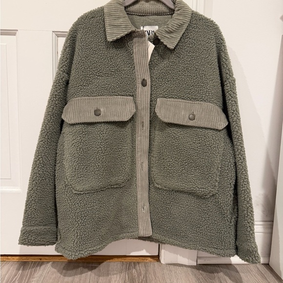 Brand new Zara Olive Green Sherpa/corduroy Jacket - Picture 2 of 5